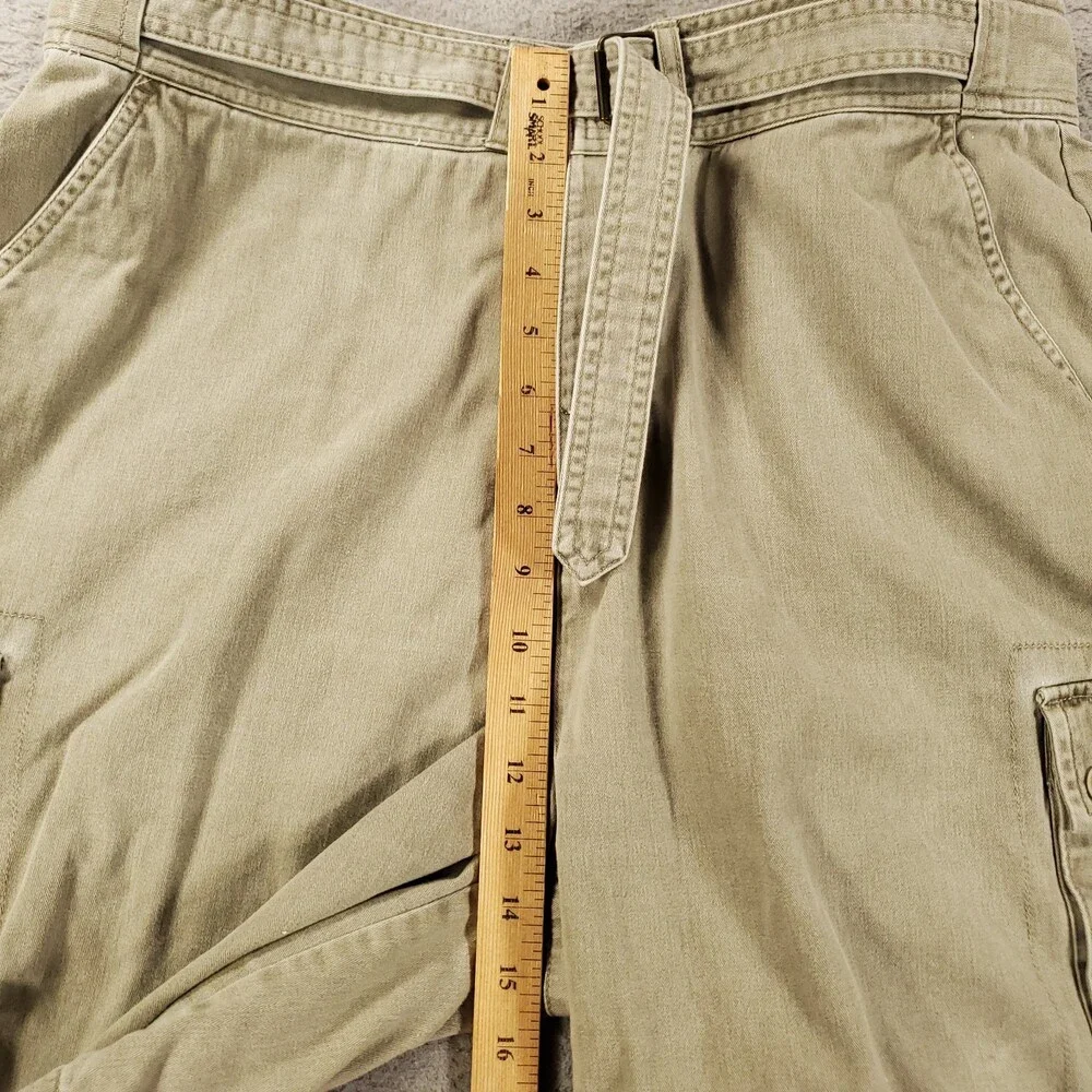Vintage Ralph Lauren Cargo Shorts Womens 16W Tan Beige Button Fly Y2K Belt 16 W